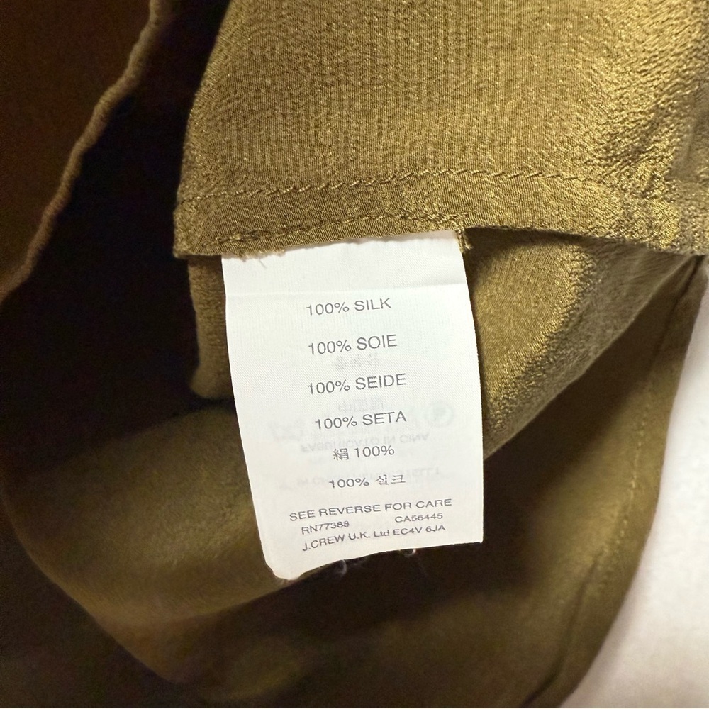 J. Crew Sleeveless 100%‎ Silk Top 1/4 zip front Olive Green Size 12 - Picture 4 of 9